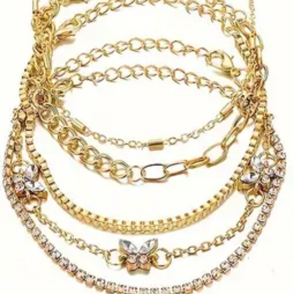 Dainty Boho Gold Silver Chain Bracelets Set for Women Girls Stackable Chunky - Picture 1 of 2